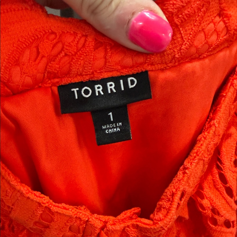 Women's Red Lace Ruffle Top - Picture 3 of 5